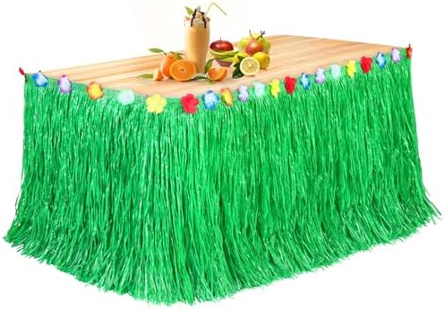 Fovths Luau Grass Table Skirt, Green, 9 Feet x 29.5 Inch by Fovths