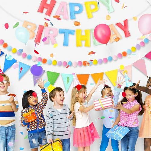 CANREVEL 3 PCS Pre-Strung 3D Happy Birthday Banner Decorations, Pastel - Image 6