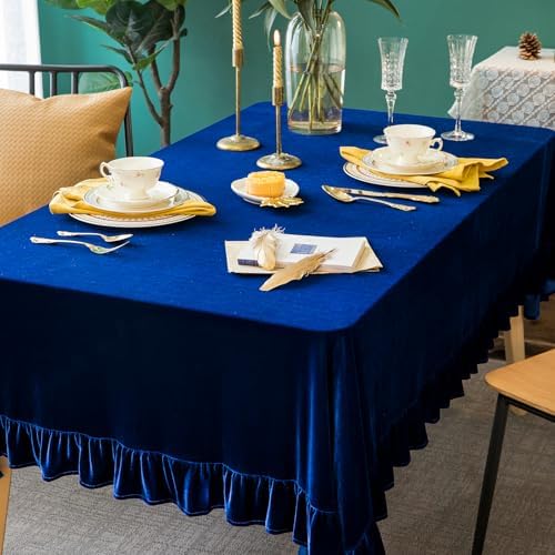 GLORY SEASON Velvet Tablecloth Luxurious Solid Rectangle Table Cloth,Oblong Retro Farmhouse Ruffle Tablecloths Washable Table Cover for Party Wedding Baby Shower Kitchen Dinning Tabletop Decoration - Image 7