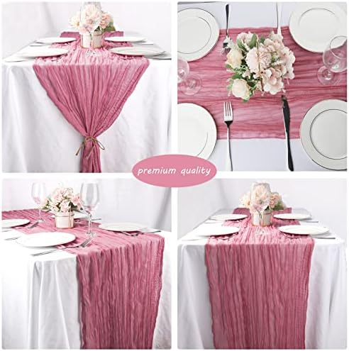 35x120 Inch Dusty Rose Cheesecloth Table Runner Boho Wedding Party Decor - Image 5