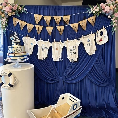 10x10ft Wrinkle Free Blue Backdrop Curtain for Parties - Image 3