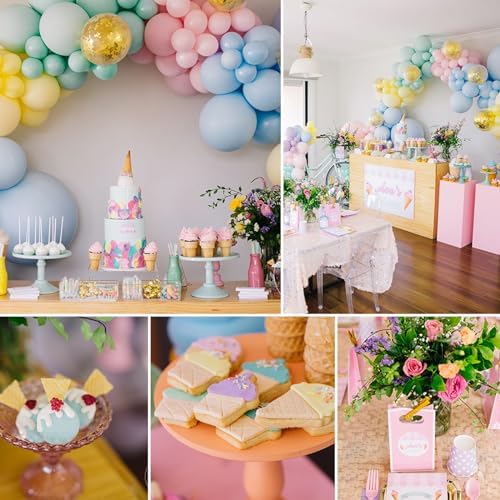 PartyWoo Pastel Rainbow Latex Helium Foil Balloons 66pcs 12 Inch - Image 3