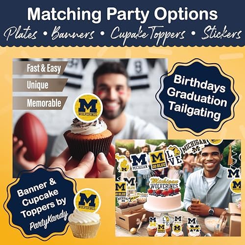 University of Michigan Party Supplies Wolverines Plates Napkins Decor 37 Pc - Image 5