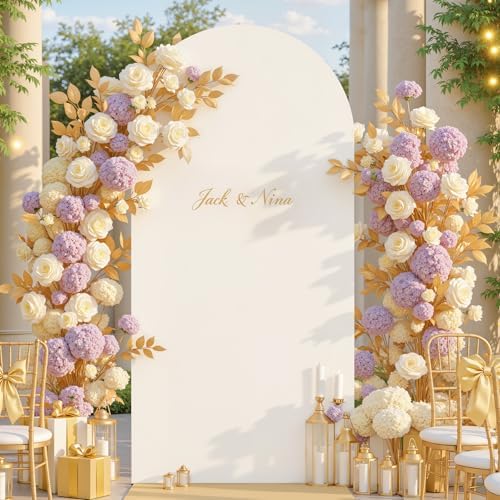 6 ft Arch Backdrop Cover Beige - Double-Sided Spandex Arch Covers Stretchy Backdrop for Balloon Arches Birthday Party Baby Shower Banquet Wedding Photo Background - Image 6
