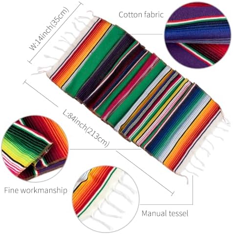 Mexican Table Runner 8 Pack, 14 x 84 in Serape Fiesta Party Decor - Image 6