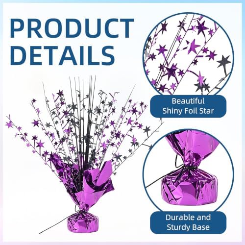 24 Pack Black Purple Metallic Foil Spray Centerpiece Star Table Decoration Burst Table Centerpieces for Birthday Graduation New Year Halloween Party Supply (Black Purple) - Image 4