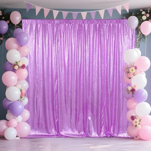 SquarePie 6x8ft Lavender Sequin Backdrop, High Density Non-Transparent Glitter Curtain for Photography, Birthday, Wedding Party Decorations, Thick Solid Background with 4" Rod Pocket, 1 Panel - Image 2