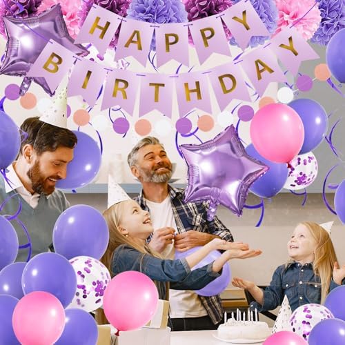 Purple & Pink Party Decorations with Banner for Women & Girls - Engagement, Anniversary & Birthday Party Supplies - Image 7