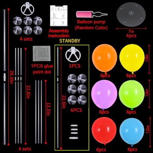 TONIFUL 4 Set Colourful Balloon Stand Balloon Centerpieces for Table Decor - Image 2