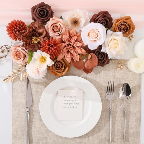 Floweroyal Artificial Flowers Fake Rose Flowers Dahlia with Stems for DIY Wedding Bridal Bouquets, Baby Shower, Floral Arrangement, Table Centerpieces, Home Decorations - Image 5
