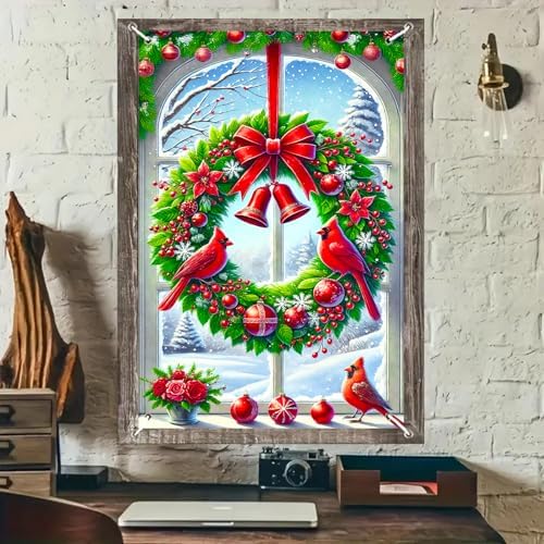 BlissYard Xmas Window Cover Banner Decor 32x47 Inch Fabric by BlissYard