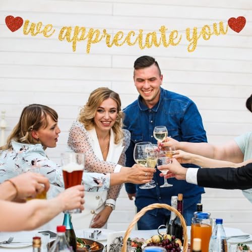 BEISHIDA Gold We Appreciate You Banner,NO DIY,Employee Appreciation Banner for Office Party Decorations,Thank you for Employee Teacher Doctor Nurse Staff Appreciation Party Supply - Image 5
