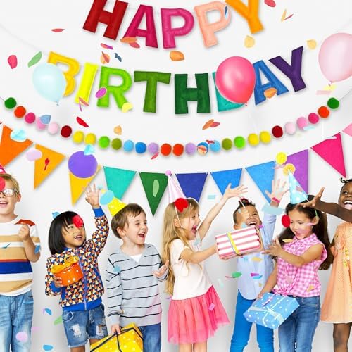 CANREVEL 3 PCS Pre-Strung 3D Happy Birthday Banner Decorations, Rainbow - Image 6