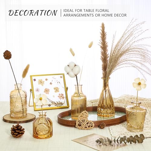 SUPMIND Glass Bud Vases Set of 5, Small Gold Amber Flower Vases in Bulk - Image 3