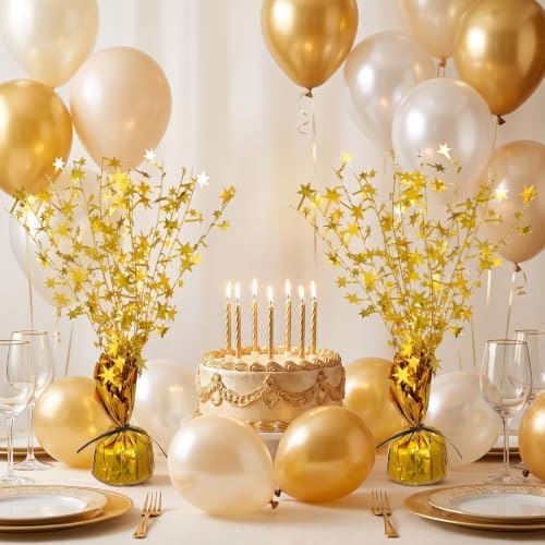 12 Pcs Party Decorations Centerpieces for Tables, Gold Metallic Foil Star Spray Table Centerpieces for Birthday New Year Wedding Anniversary Graduation Holiday Party Supplies - Image 4