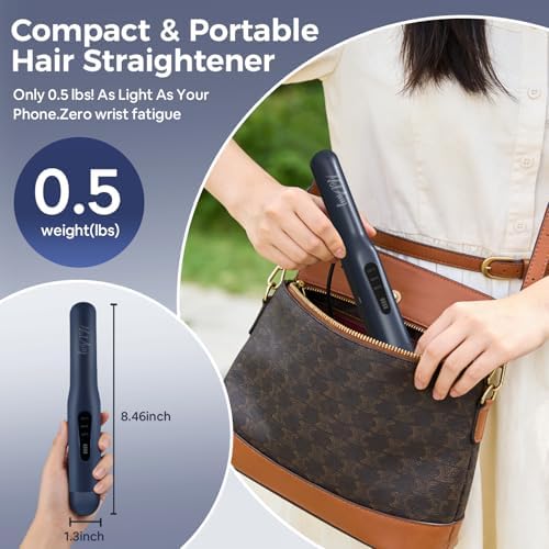 Cordless Hair Straightener, 1 Inch Portable Flat Iron Hair Straightener & Curler, Travel Hair Straighteners for Women, Titanium Floating Plates, Dual Voltage & 20S Fast Heat Up Includes Hair Clips - Image 5