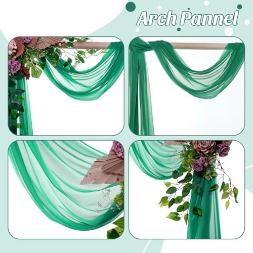 Pack of 2 Wedding Arch Drape Panel Fabric 30" x 20ft - Emerald Green - Image 5