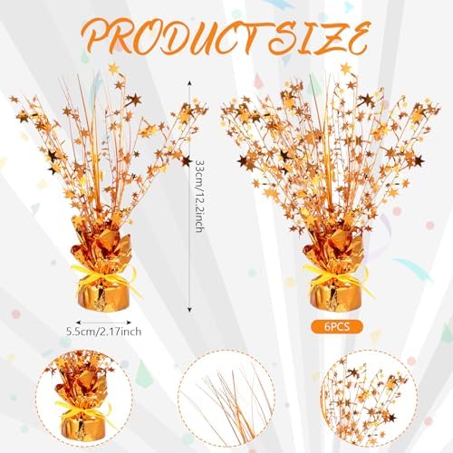 Crowye 6 Pcs Fall Foil Spray Centerpieces Thanksgiving Decor, Orange, Small - Image 3