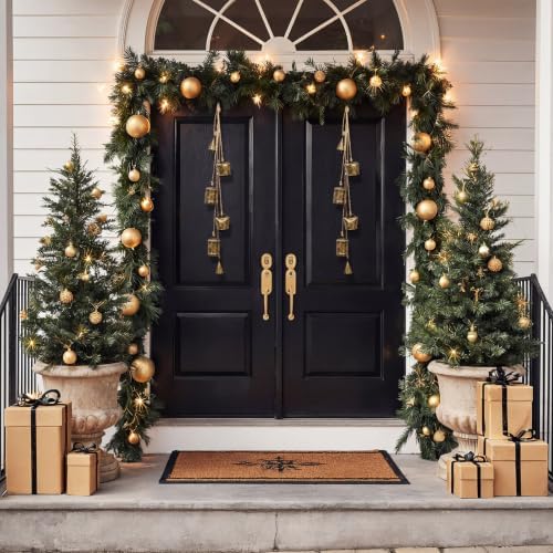Shimeyao Set of 6 Vintage Rustic Bells Decor Antique Gold Iron Jingle Bells Cluster Christmas Wall Hanging Mix Decoration for Farmhouse Front Door Xmas Tree Weddings Parties 23 Inch - Image 6