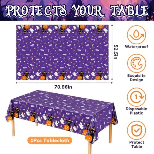 Halloween Birthday Party Decorations - Pre-strung Halloween Decorations Includes Happy Birthday Banner Tablecloth Circle Garland Hanging Swirls Honeycomb Balls for Spooky Themed Decor - Image 4