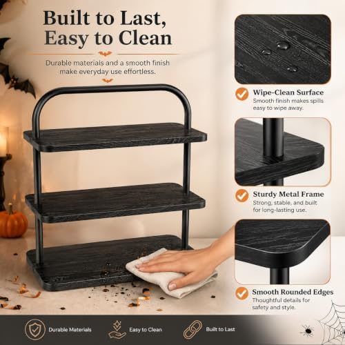 Cupcake Stand, 3 Tier Halloween Cupcake Stand for 50 Cupcakes Wood Large Dessert Stand Cupcake Display Stand Cupcake Tower for Farmhouse Decor, Party Serving Tray, Vendor Dessert Table Display Set - Image 5
