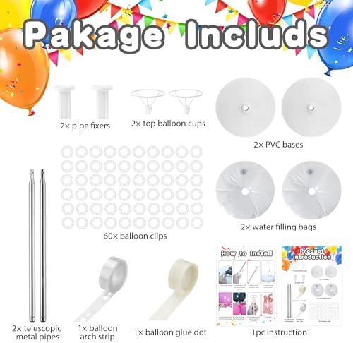 Balloon Stand, Balloon Arch Stand, 7 Feet Balloon Arch Kit of 2, Adjustable Metal Balloon Column Stand for Birthday Party, Wedding, Baby Shower, Graduation Decorations - Image 2