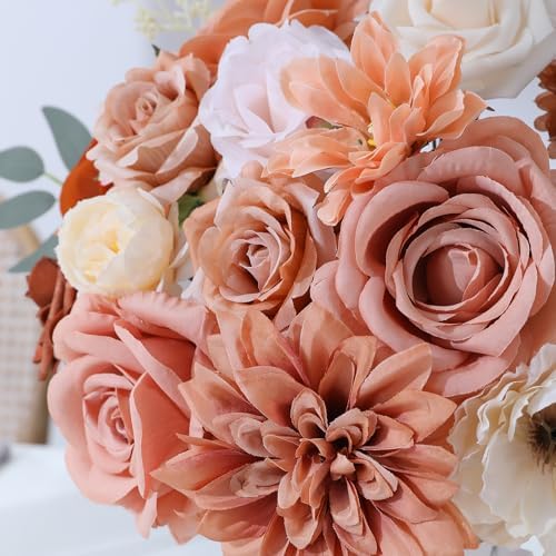 Floweroyal Artificial Flowers Fake Rose Flowers Dahlia with Stems for DIY Wedding Bridal Bouquets, Baby Shower, Floral Arrangement, Table Centerpieces, Home Decorations - Image 2