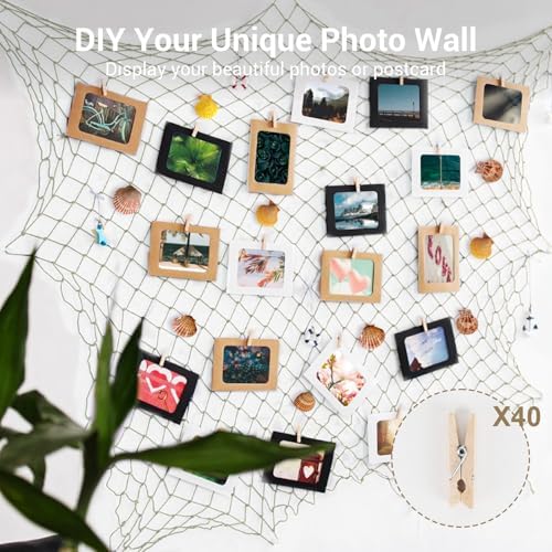 80x40'' Decorative Fishing Net w/Shells, Clips, Hanging Photo Display Net - Image 4