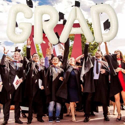 40 Inch Beige GRAD Balloons for Graduation Party Decorations, Large Cream White Sand Grad Balloons Letter, Ivory Alphabet Grad Banner Sign for Class of 2026 Congrats Grad Party Decor Supplies - Image 6