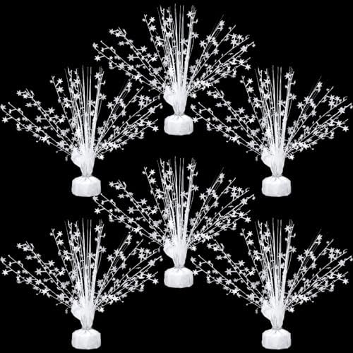 Crowye 6 Pcs White Metallic Foil Spray Centerpieces Wedding Table Decor by Crowye