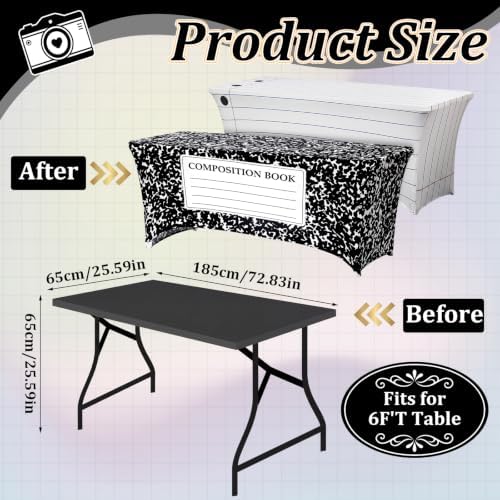 Frienda 2 Pcs Back to School Tablecloth 6 ft Composition Book Table Cover - Image 3