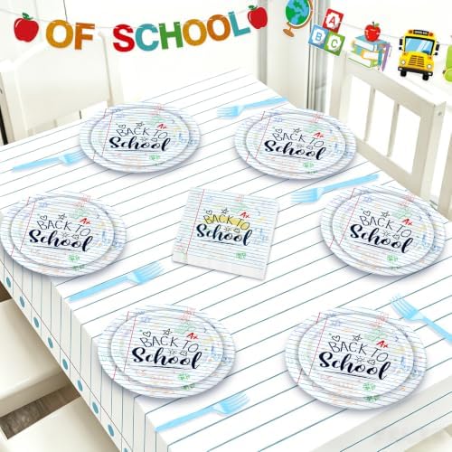 146PCS Back to School Party Supplies Paper Plates and Napkins Serve 36 - Image 7