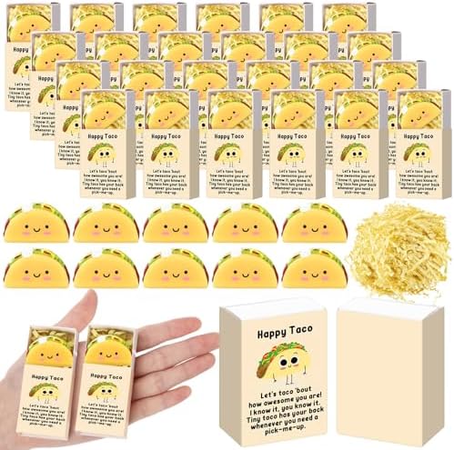 24 Sets Positive Gifts Taco Mexican Party Favors with Boxes by Wettarn