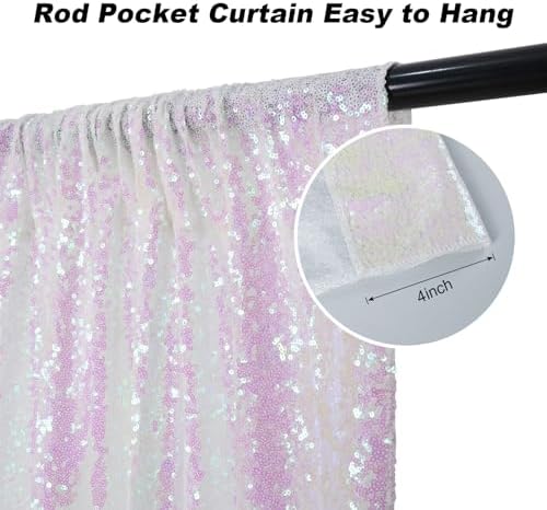 Juya Delight 6FT X 8FT Non-Transparent Sequin Photography Backdrop for Birthday Party Wedding Decoration (Iridescent) - Image 3