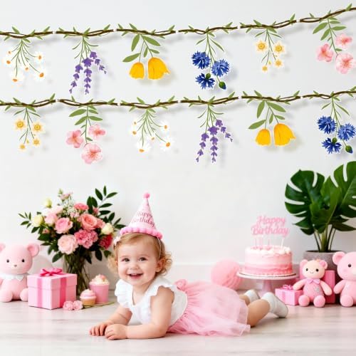 JIAYIQI Wildflower Garland, 4PCS 7.9FT Floral Banner for Garden Party Decor - Image 5
