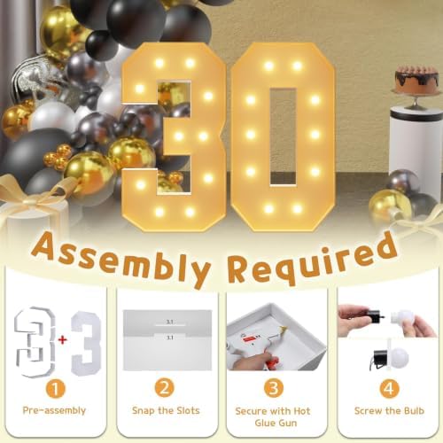 imprsv 30 Marquee Numbers, 4FT Light Up Numbers for 30th Birthday Decor - Image 3