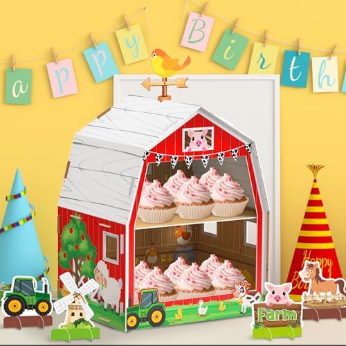 KALEFO 2-Tier Farm Donut Stand with 6 Pcs Table Centerpieces - Image 2