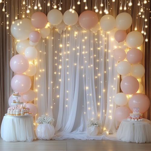 Tulle Backdrop Curtain with Lights 20x10FT White Sheer Tulle Curtain - Image 5