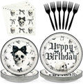 Grencian 96Pcs Gothic Birthday Decorations for Halloween Serves 24 by Grencian