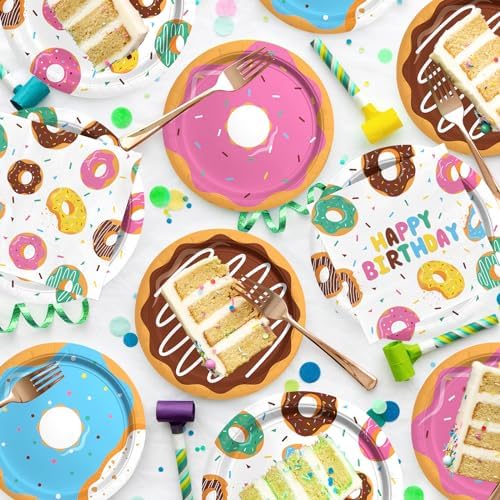 Donut Party Supplies Kit for 24 - Sweet 1st Birthday, Two Sweet and Donut Grow Up Birthday Themes | Includes Plates, Napkins, Cups, Tablecloth & Banner for Donut Party Decorations & Favors - Image 4