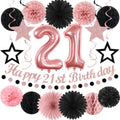 Rose Gold Pink Black 21st Womens Happy Birthday Party Decorations Hugmoon by PartyDecorations
