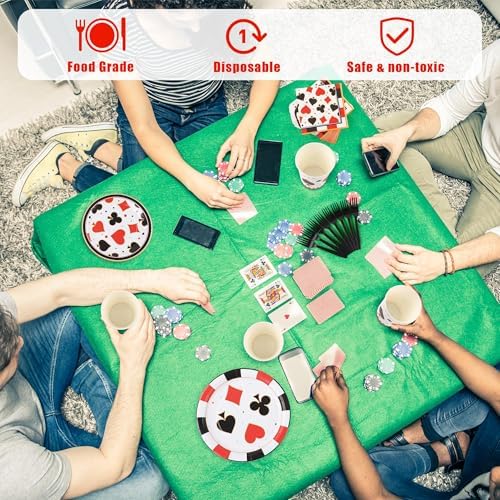 Kochorie 144 Pieces Casino Party Supplies Set, Las Vegas Tableware Sets Including Disposable Plates Napkins Cups Forks Serves 24 for Birthday Poker Events Casino Theme Party Decorations - Image 5
