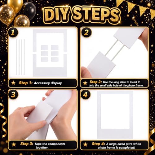 Beeveer 40 x 30 in Large Photo Booth Selfie Frame Props, White Vertical - Image 2