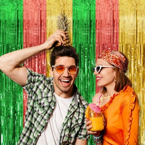 10 Pack Hawaii Backdrop Party Decorations Tinsel Curtain Summer Party Streamer Foil Fringe Birthday Decorations Photo Booth Vibrant Theme Christmas Beach Baby Shower Graduation Decor - Image 2