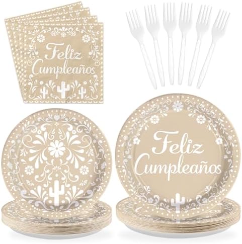 96 Pcs Talavera Birthday Cielito Lindo Mexican Party Decorations, Serves 24 by Greencian