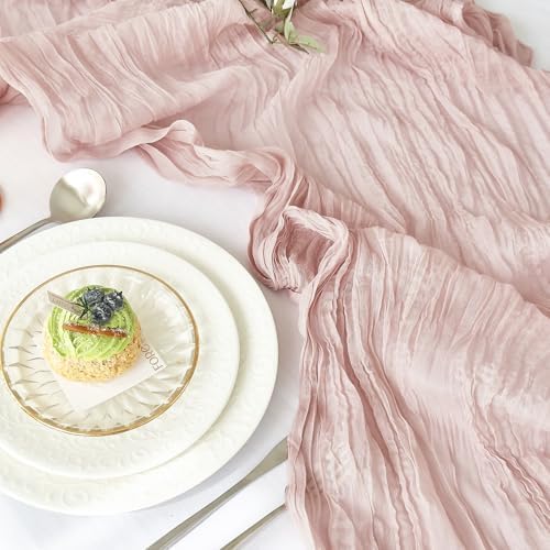 4 Pack Pink Cheesecloth Table Runner for Fall Birthday Party Home Decor - Image 2