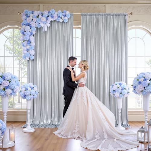 10x10FT Silver Sequin Backdrop Curtain for Party - 2 Panels 5x10FT Wrinkle-Free Shimmer Drapes for Birthday, Wedding, Christmas, Decorations & Photography - Image 5