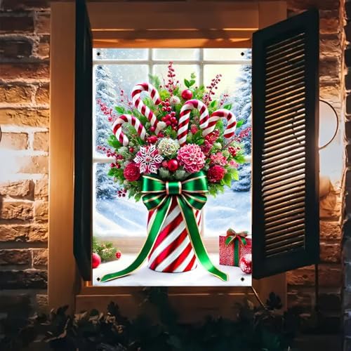 BlissYard Xmas Holiday Window Cover Banner 32x47 Inch Polyester - Image 2
