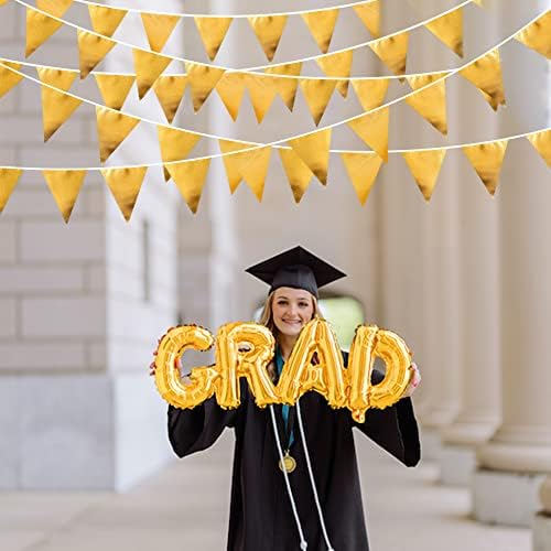 Gold Party Decorations Metallic Fabric Triangle Pennant Banner Gold Flag Bunting Garland for Graduation Birthday Wedding Anniversary Bridal Shower Bachelorette Engagement Hen Party Decoration Supplies - Image 4