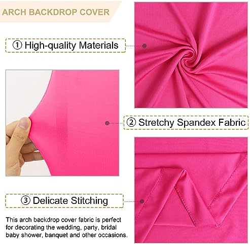 FANPROMS Spandex Arch Cover Set of 3 Hot Pink 4 5 6FT Fuchsia Arch Backdrop Cover Stretchy Arch Stand Cover Small Round Top Backdrop Cover Double Sided Arch Covers for Party Wedding Banquet - Image 3